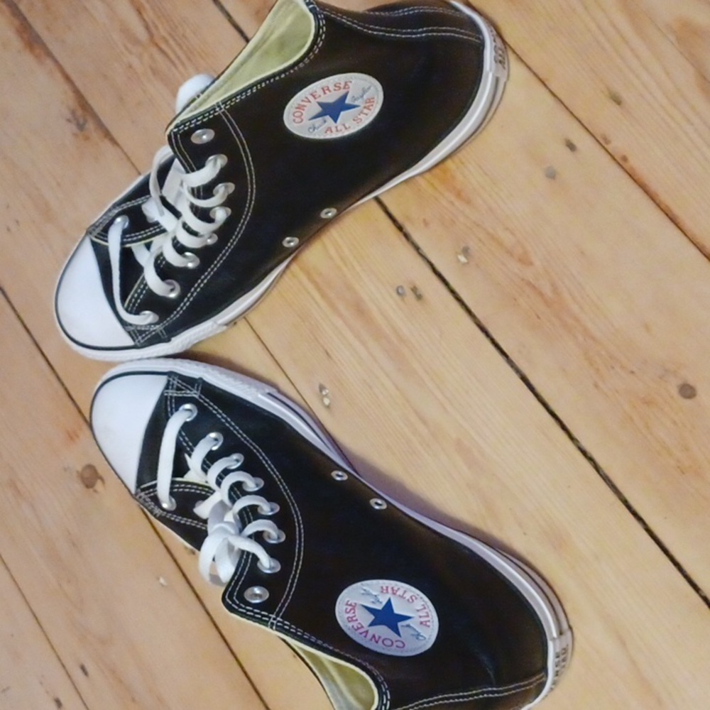 Converse Black Leather High-Top Sneakers Size 13 - Picture 3 of 4